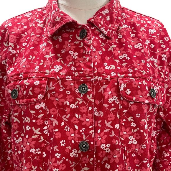 Vintage Christopher Banks Red Pink Floral Jacket Cottagecore Spring Modest M - Picture 8 of 11